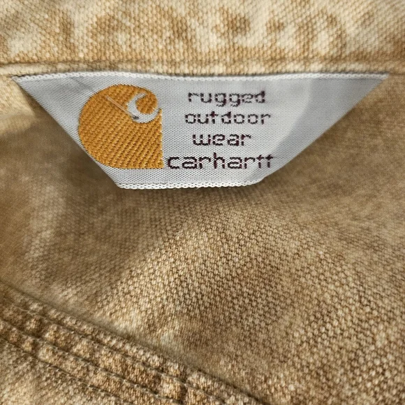 Vintage Carhartt Shirt Jacket Mens XL-2X Vintage Tan Acid Wash Button Down Rare